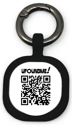 Echte UFoundMe!-penning met QR-code en metalen ring