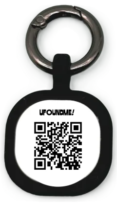 Badge UFoundMe! noir avec anneau métallique, QR et NFC